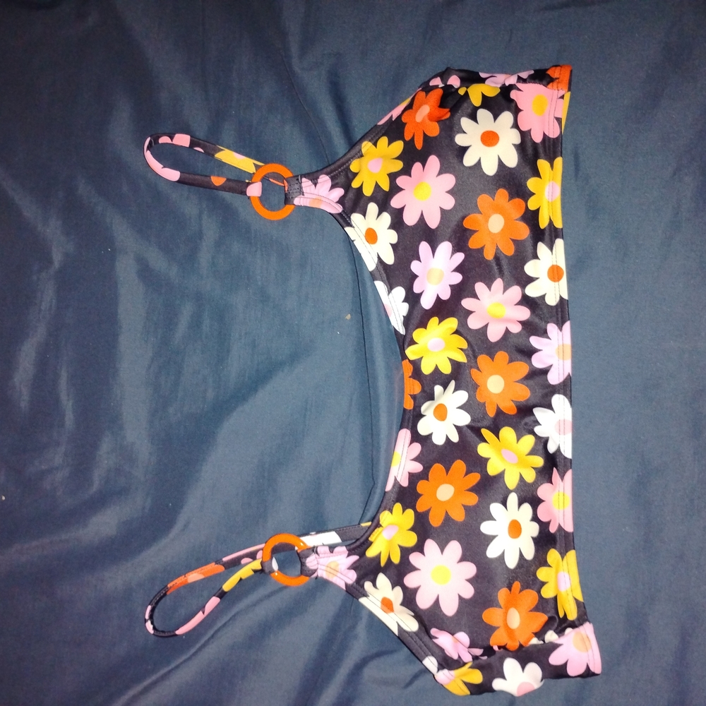 No Boundaries Floral Bikini Top - Black, Pink, Orange, White